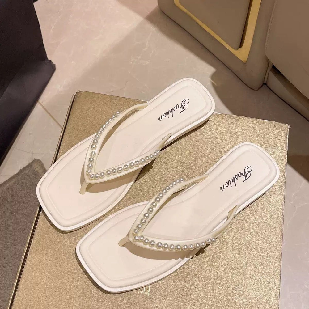 Xiaoxiangfeng beach shoes sandals flats summer open toe casualeasiest for match trendy travel work non-slip seaside flip-flops