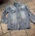 korean version of asymmetrical washed denim outwearlooseniche stylesense of designshort lapeltops for women