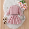 chic spring/autumn new korean style girls' tweed dress set - pink cute mini skirt two-piece outfit