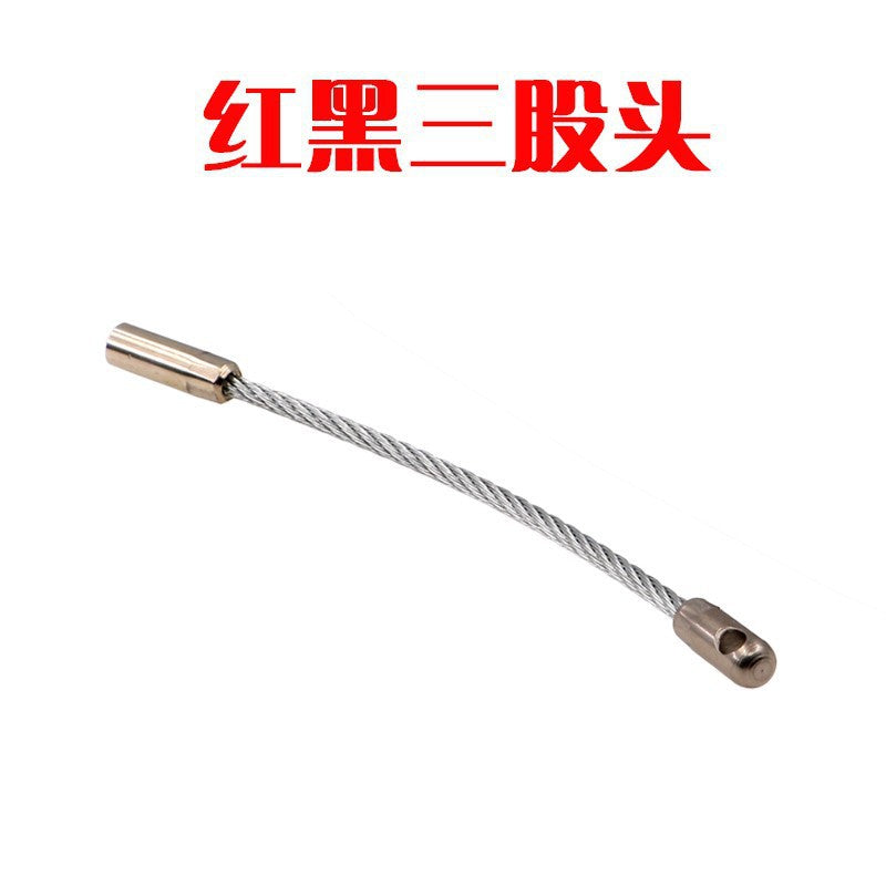 Wire threader connector, pipe threader with wheel, spring head connector, tightener, bullet head