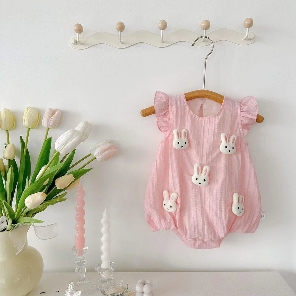 Infant and toddler onesie summer outfit, baby girl romper with flutter sleeves, triangle-shaped onesie, newborn and toddler summer lightweight clothing