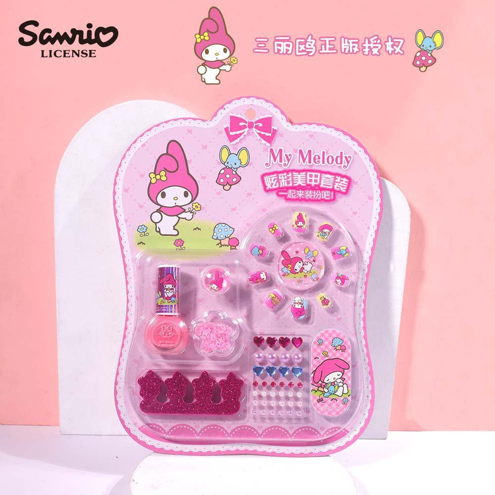 Authentic sanrio children's nail stickers & press-on nail set - cartoon creative diy nail art toy kit for kids