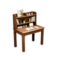 Nordic solid wood computer desk with integrated bookshelf - student study table for home, bedroom, bedside, and minimalist office use