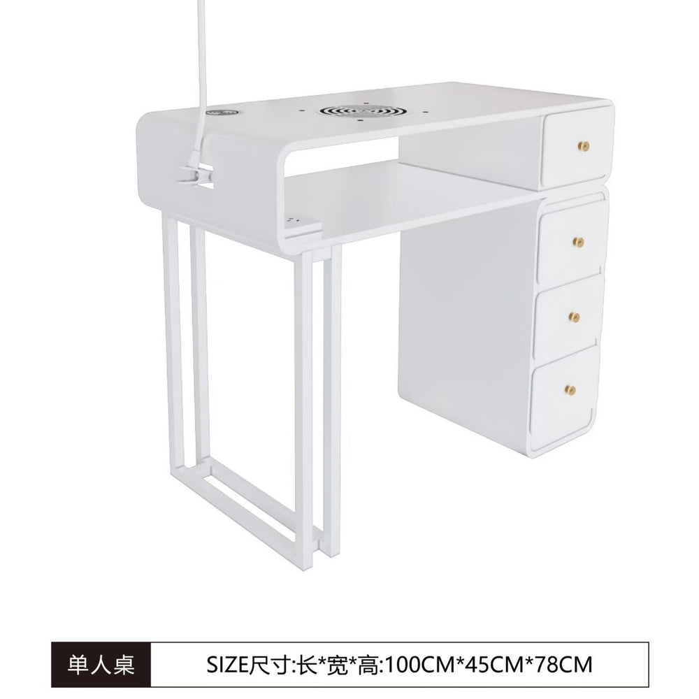 Widened 45cm, same price: iron sheet, baked enamel, odorless, multifunctional nail table - trendy, light luxury, cream-colored nail table