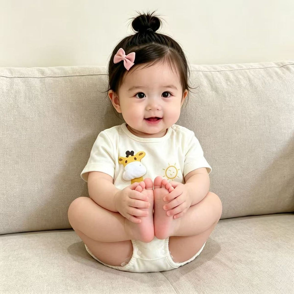 Summer cartoon romper bodysuit - newborn baby girl outfit - adorable 100-day princess onesie