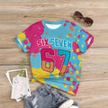Kids' t-shirt, a cross-border bestseller featuring 67 elements, 3d digital print, summer casual fashion for girls, round neck, short sleeves