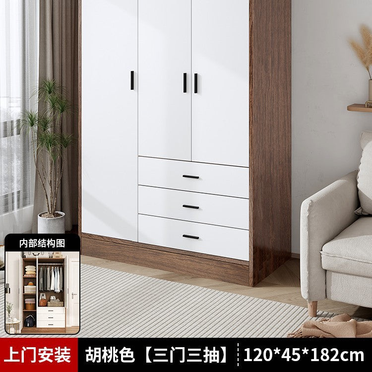 Wardrobe household bedroom small apartment simple wardrobe storage cabinet room wooden rental room economical hanging wardrobe
