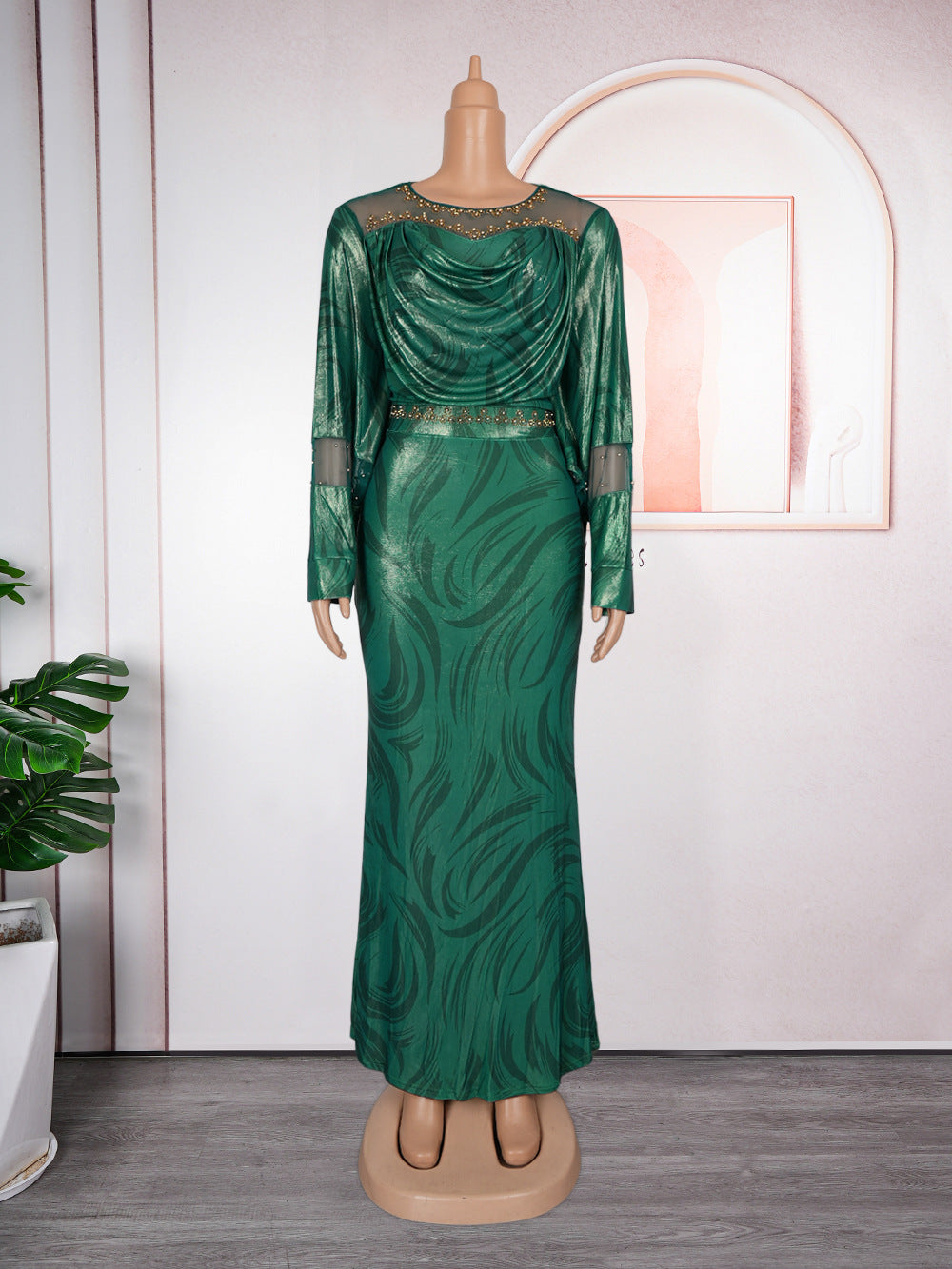e-commerce  european and american style  autumn new arrival african plus size women's clothing hot diamond printingdress