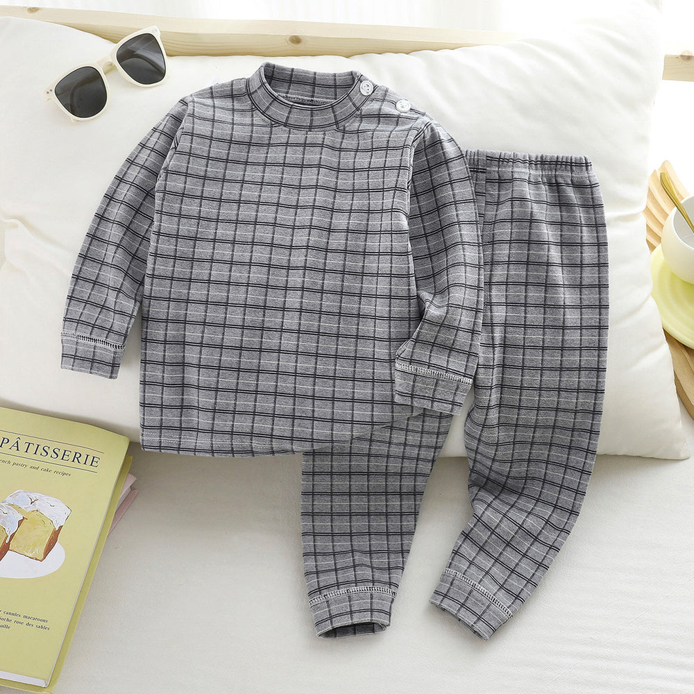 Kids german velvet home clothes suit boys and girls fall and winterheattechintimateschildren's bottom pajamas autumn clothes and long trousers
