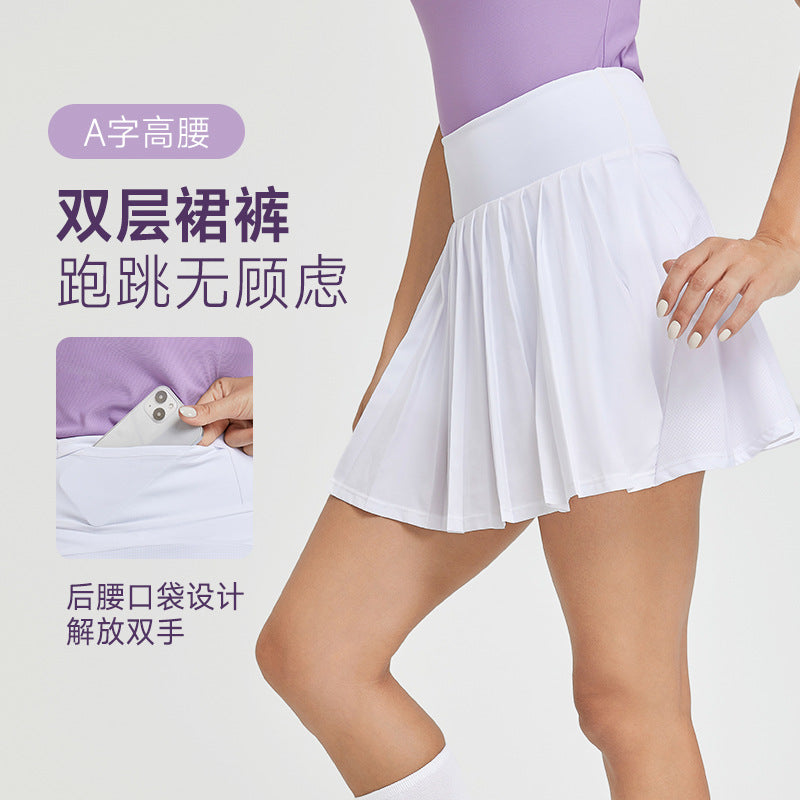 Premium quick-dry pleated tennis skirt - anti-exposure golf & badminton shorts - women's fitness running skort