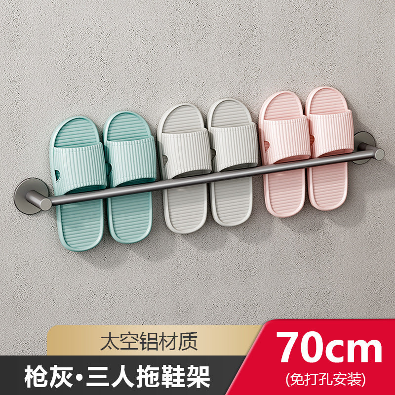 White bathroom slipper rack toilet non-punching space aluminum toilet wall-mounted drain rack shoe storage rack