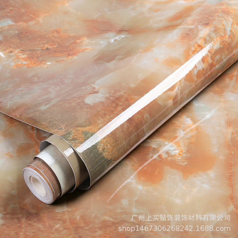 Cross-border Supply Desktop Stickers Marble Wallpaper Self-Adhesive Kitchen Oil-proof Stickers Furniture Renovation Stove Cabinet Stickers