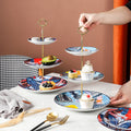 Nordic art ceramic dessert plate - three-tiered skewer plate for fruit and pastries - wholesale feature plates for hotels and restaurants