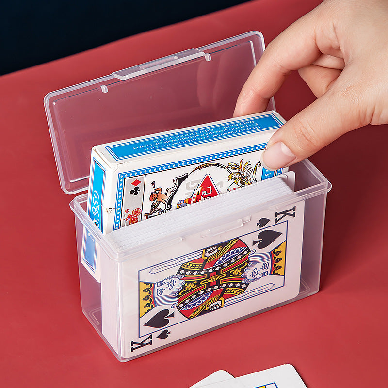 Compact and portable playing card storage box, flip cover, transparent card card storage box, sundries storage box in the drawer