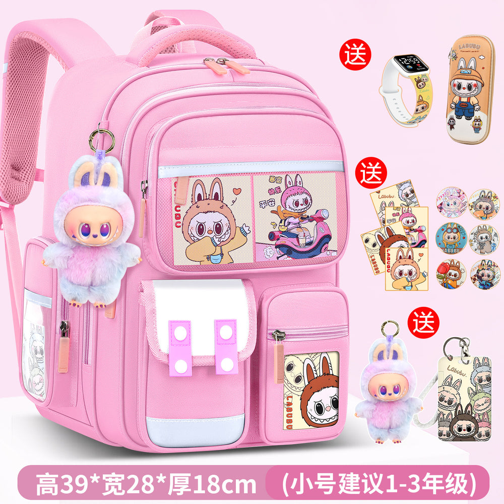 Labubu backpack - new 2026 model for elementary school students (grades 1-6). lightweight, spine-protecting, and load-reducing design for boys and girls