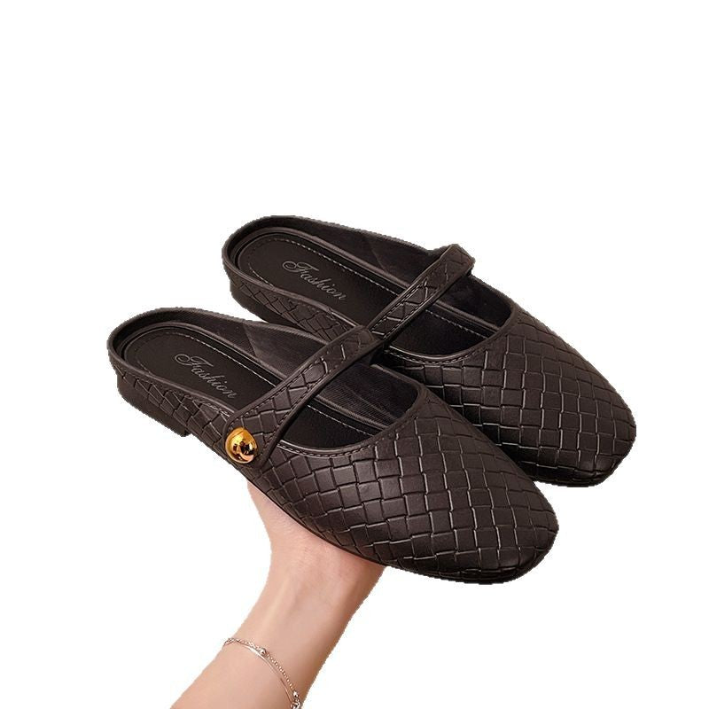 Baotou half slippers for women 2025 summer new arrivaloutweark-stylefrench evening styleeleganteasiest for match single shoes half bag sandals