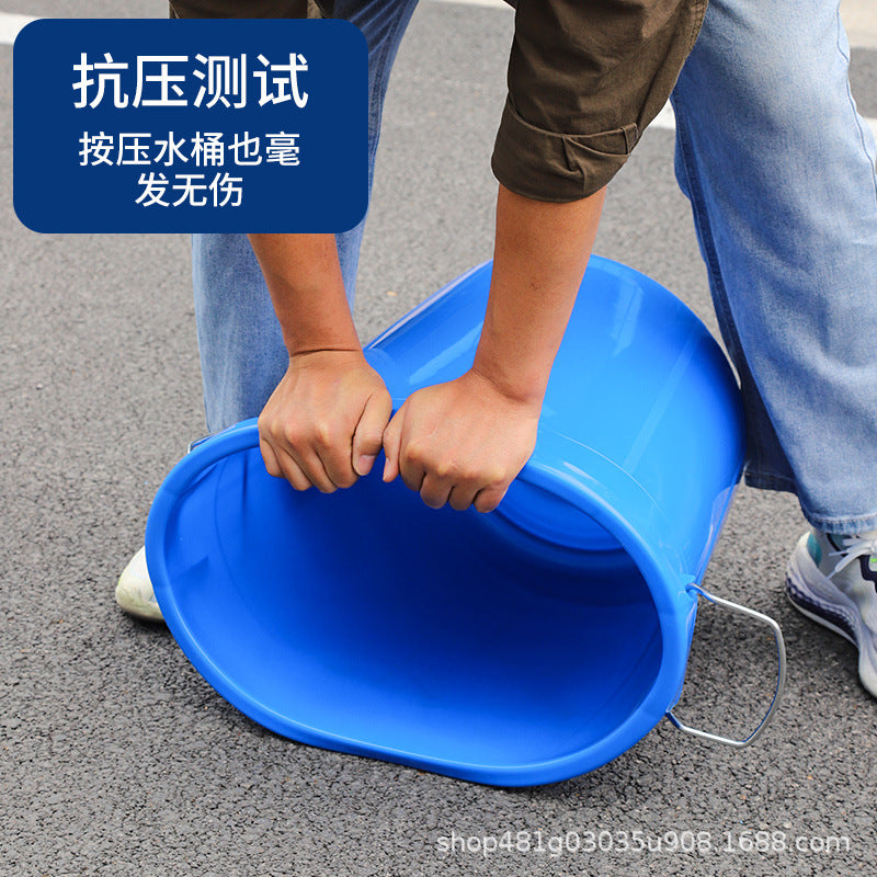 Plastic bucket round bucket large capacity thickened with lid household water storage sanitation outdoor large trash can round commercial