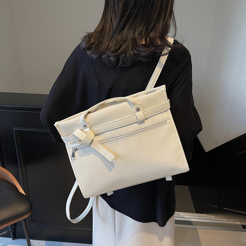 Niche high-end backpack bag women's 2025 new fashion versatile tote bag simple large-capacity red bag