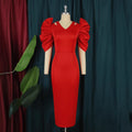 Summer plus size cutout pleated solid color high waist evening party dress women's party dress