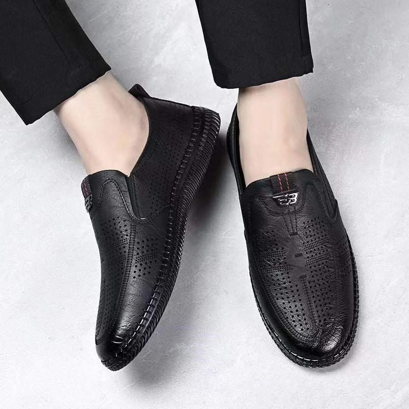 New arrival business hole cool leather shoes men's casual wedding groom british sandals summer breathable youth pointed toe men's shoes