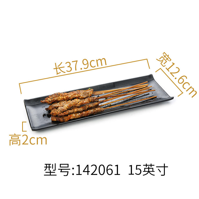 Melamine black tableware plastic dish imitation porcelain dinner plate cold dish plate barbecue hot pot plate barbecue restaurant plate commercial