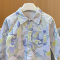 Kids' spring/autumn casual long-sleeve top for boys - toddler & child cotton shirt with all-over cartoon print and turn-down collar