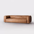 Wabi-sabi style nordic cream light luxury retro style brown straight row living room modern simple french technology cloth leather sofa