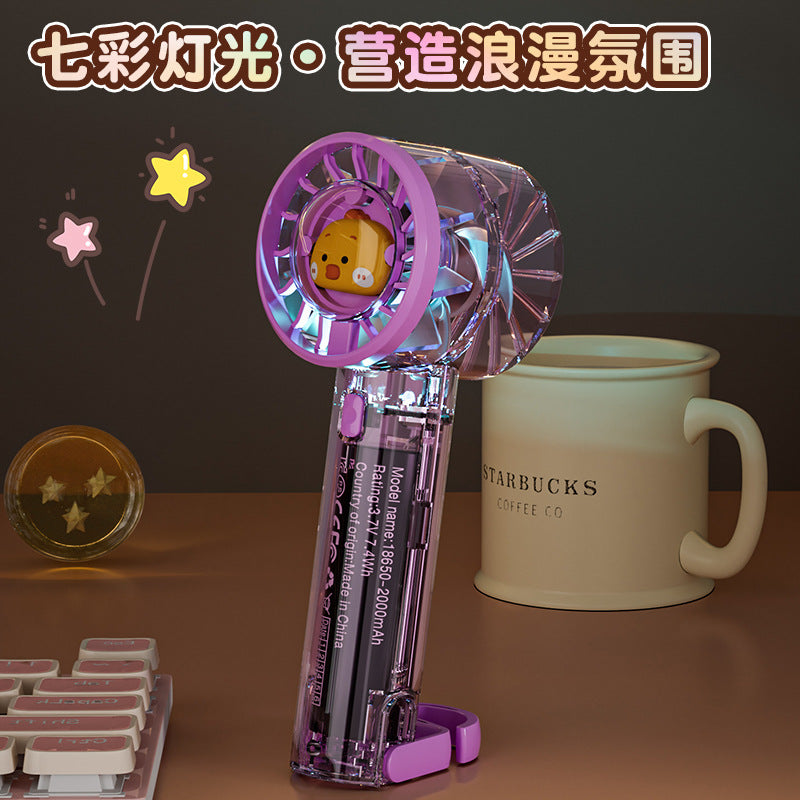 2026 new cross-border transparent handheld fan - mini outdoor portable turbine fan with carabiner clip - student fan
