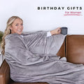 Flannel home wearable blanket - cozy, soft throw blanket for sofa, bed, adult gift, and outdoor cape