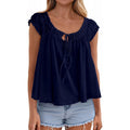 fashioneleganttie backrufflesshirt women's  summer new arrivalfashion pleated tops