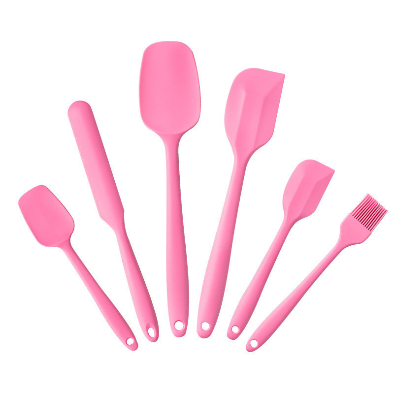 Cross-border baking tools 6-piece set, kitchen silicone T-shovel household integrated silicone scraper silicone barbecue oil brush