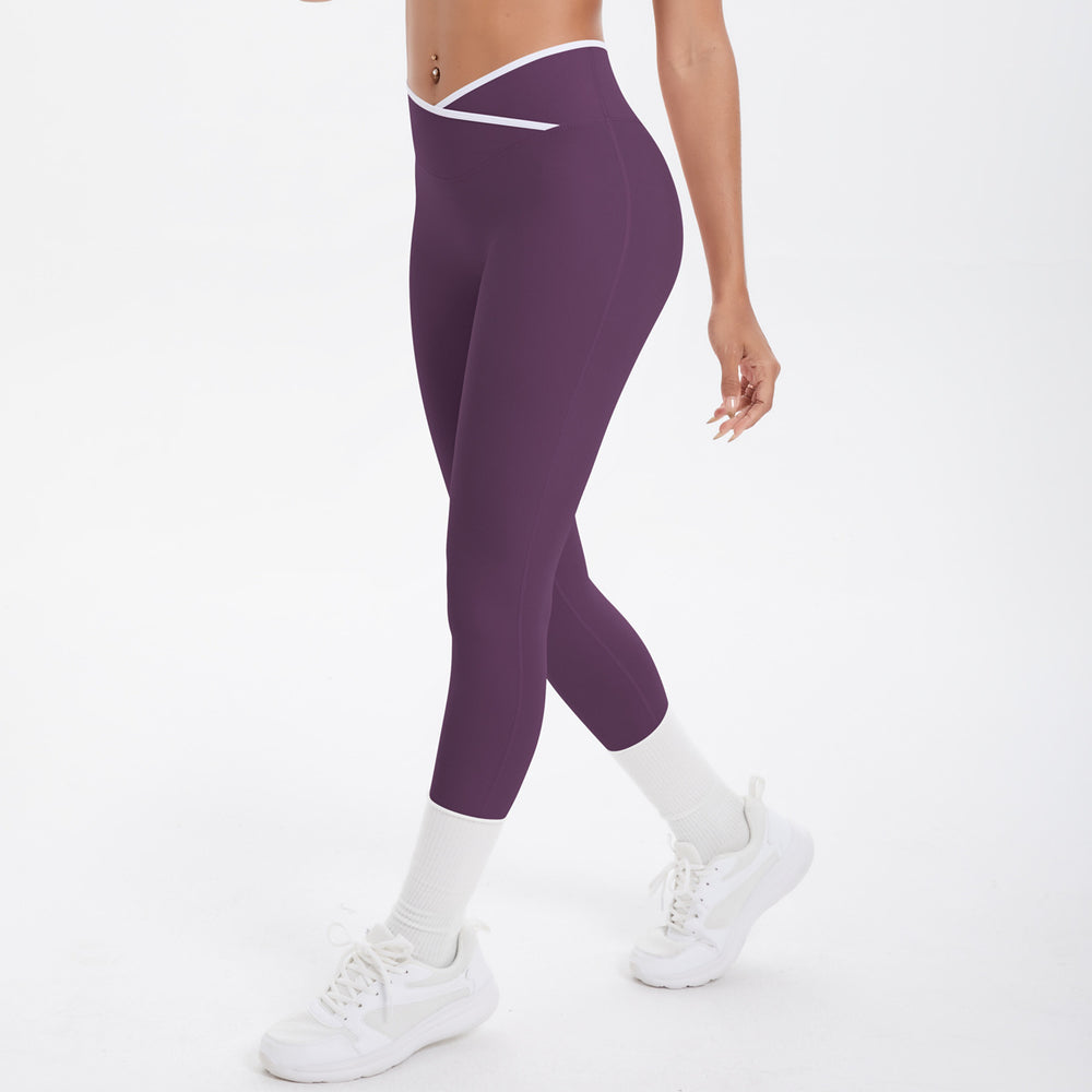 new arrivalfashioncontrast color cross tight high elastic high waist loose pants sports running fitness yoga nine-point pants