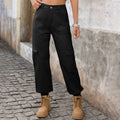 Wishfashion cross-border export  new arrival washed semi-elastic stylisheasiest for match jogger pantsworkwear denim pants