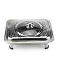 Customized cross-border stainless steel four-legged dining stove with cover restaurant food insulation heating buffet stove square hotel dining stove