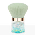 Transparent crystal mountain - hot stamping + green color film + bubble beads - mushroom head light green hair loose powder brush + opp packaging