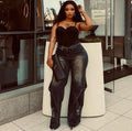 European and american women's wide-leg jeans -  cross-border fashion: washed, tie-dye, distressed straight-leg cargo pants