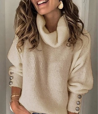 2023 wish cross-border autumn/winter european and american style women's sweatshirt, high neck knit top, ready stock