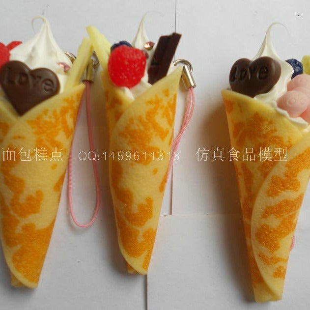 Simulation ice cream cone waffle ice cream model creative keychain gift simulation food jewelry pendant