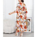 plus size cross-border new arrival  women's original elegant v-neck printed dress
