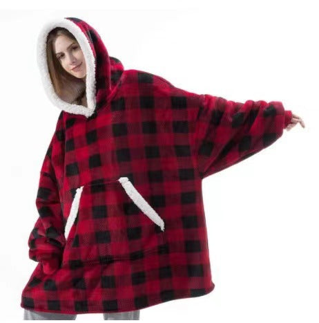 barcode pullover fleece pajamas heattech tv blanket outdoor cold-proof nightgown couple wear sweatshirt fleece heattech