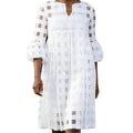 Amazon european fashion elegant plaid solid color dress women's summer new loose skirt