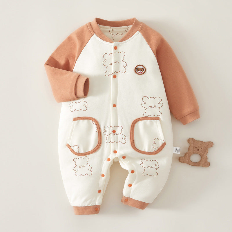 Babibele newborn baby romper - lightweight cotton, quilted, loungewear, onesie, pure cotton, single-button closure baby outfit