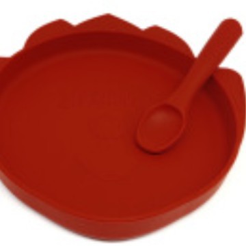 Cross-border silicone tableware set Rocket pattern Fun shape Grid plate Eating training Supplementary food Baby tableware