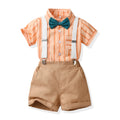 Kids' short-sleeve shirt summer new arrival birthday outfit korean style boys' set overalls children's clothing set