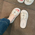 Summer fairy style outdoor slippers - comfortable, versatile, rhinestone clover design, soft sole, fashionable, minimalist, women's platform slippers