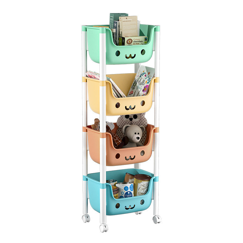 Mobile toy cart storage rack - multi-tier household organizer for books and sundries