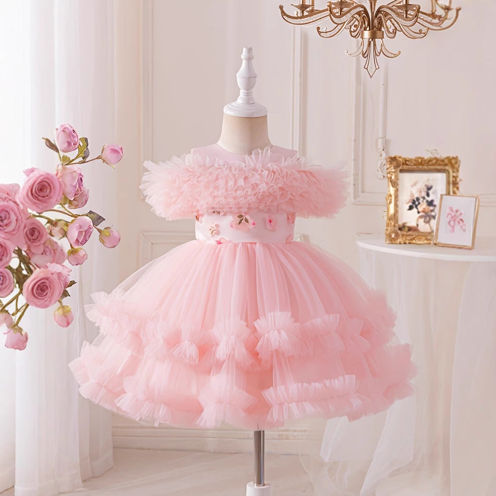 new arrival in-stock tulle evening dress princess dress girls' piano performance dress flower girl dress