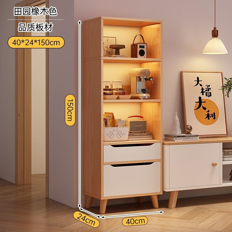 Bookcase for home standing cabinet bookshelf floor-standing storage rack living room storage cabinet small narrow cabinet dust-proof storage cabinet storage cabinet