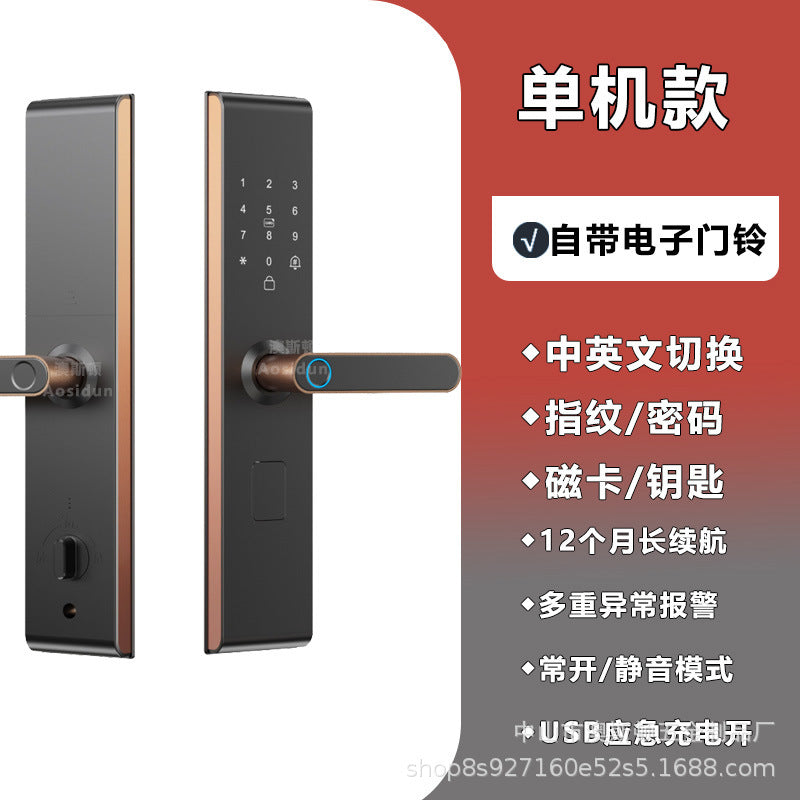 smart fingerprint lock tuya multi-language smart lock speaker doorbell mobile phone remote unlocking manufacturer in stock
