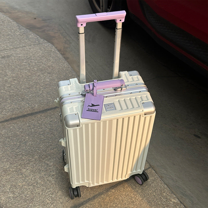 Aluminum frame suitcase 20-inch boarding case 24-inch anti-drop trolley case 26-inch suitcase leather bag password box
